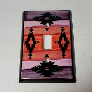 Southwestern Switch Plate Cover Ceramic Purple Orange